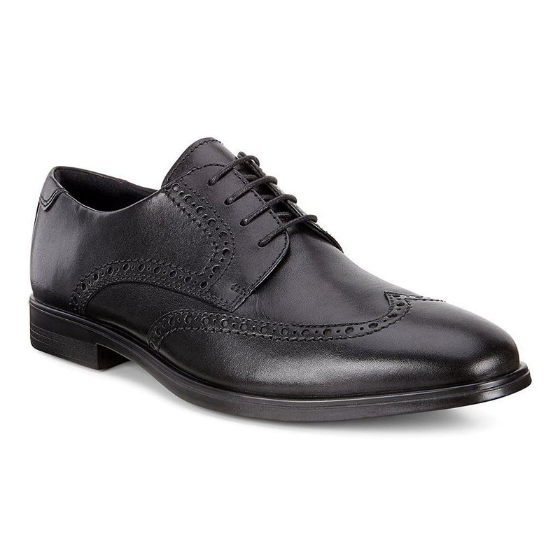 Men Business Ecco Melbourne - Derby Black - India GQDBRK564